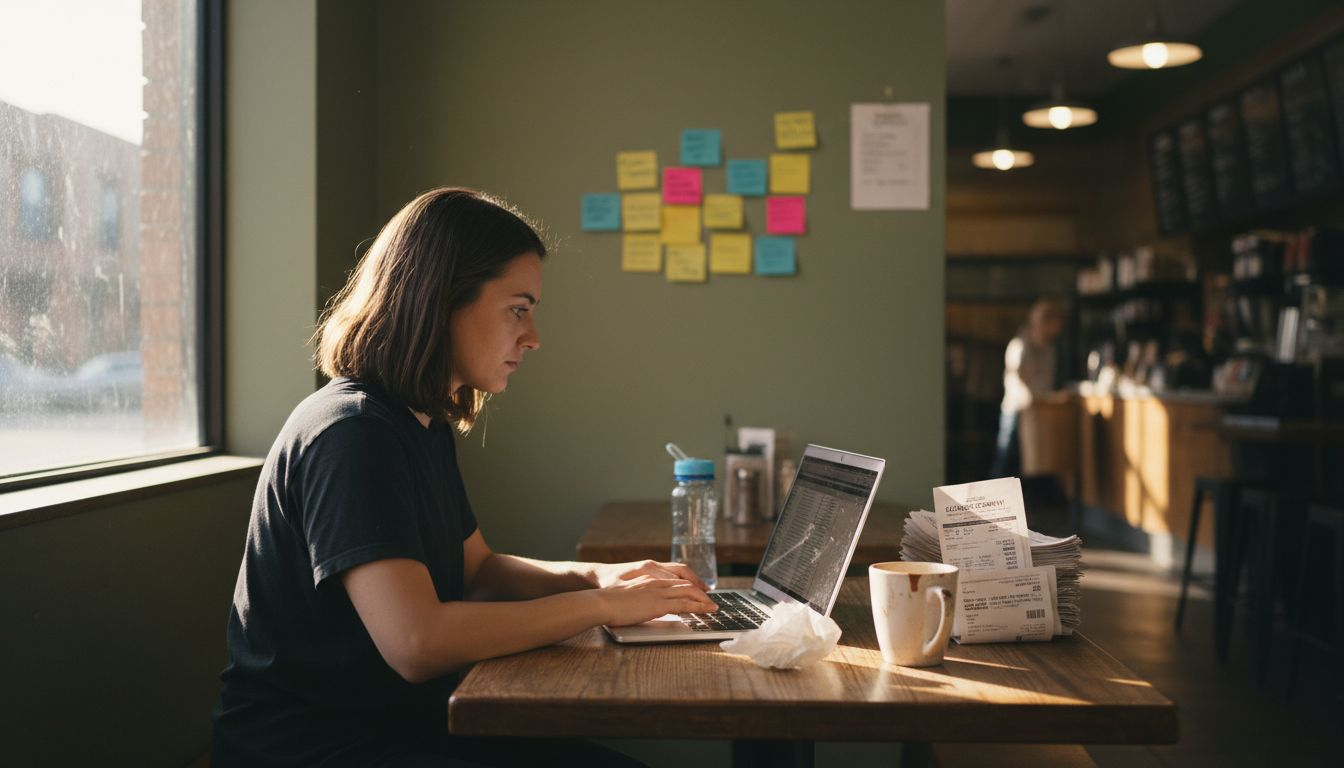 Staff documenting resource tracking in breakroom