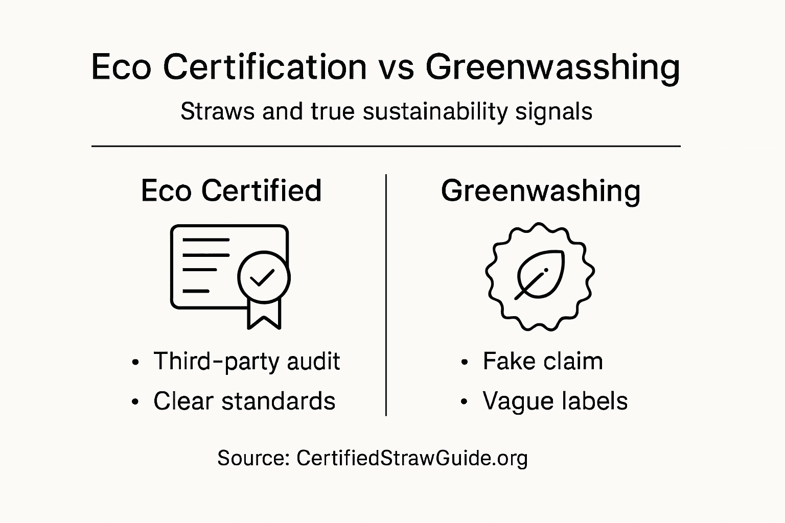 Infographic contrasting eco-certification and greenwashing