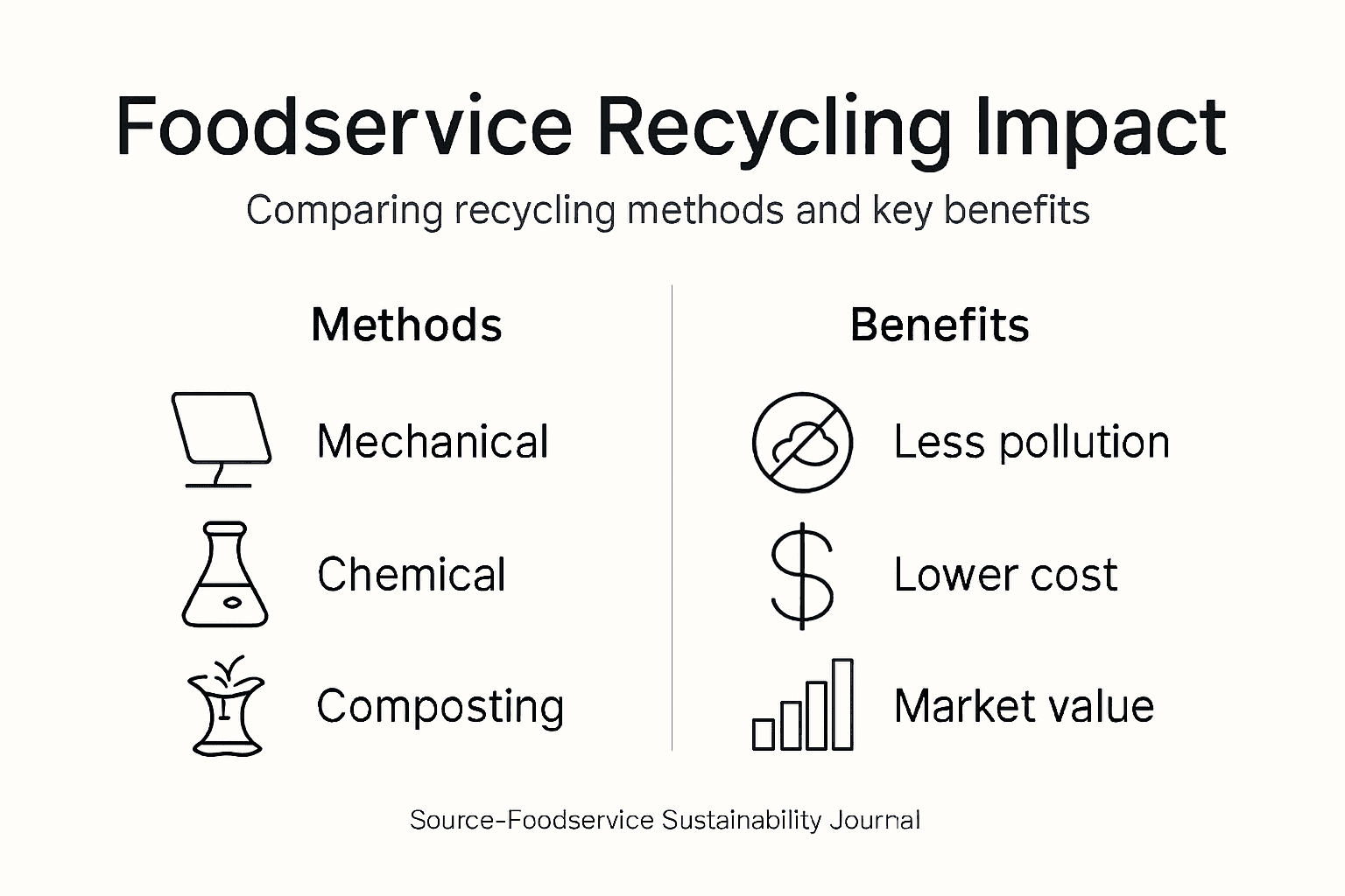 Infographic comparing recycling methods and benefits