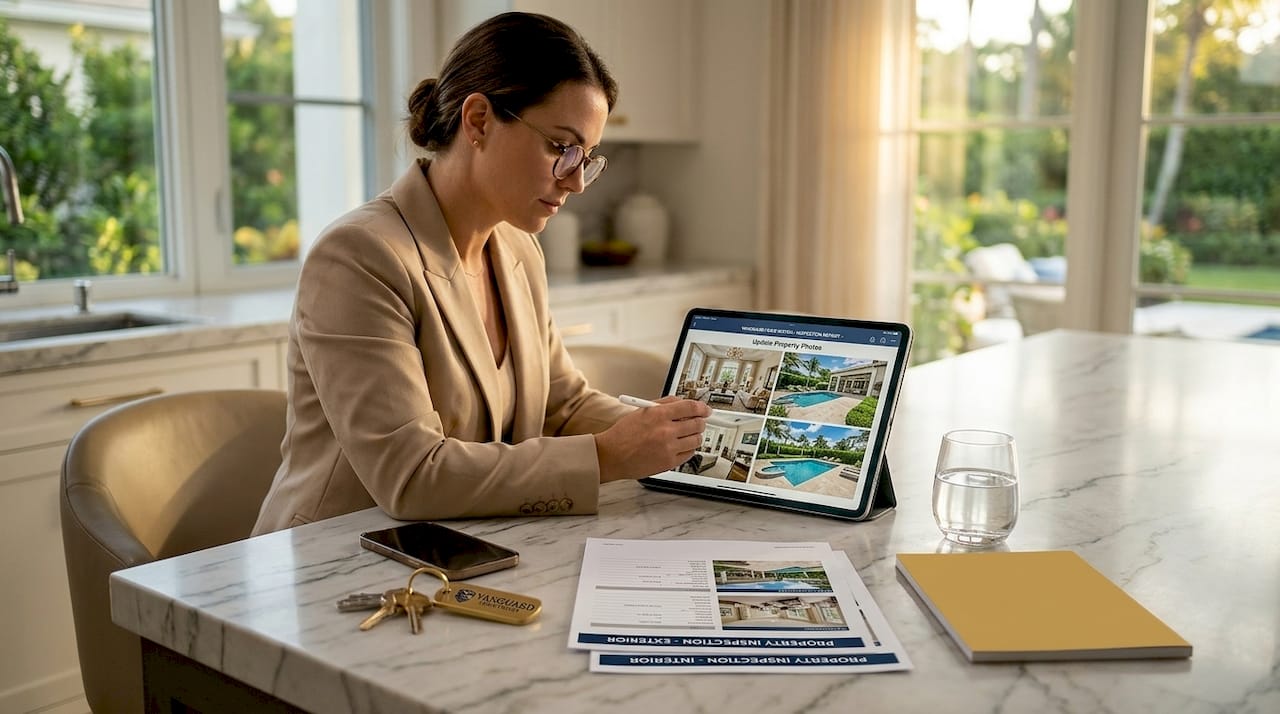 The Role of Home Watch in Luxury Estate Management Estate manager updating inspection report