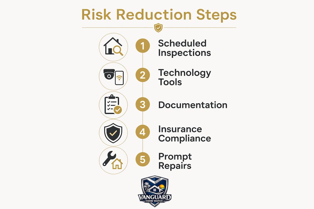 Southwest Florida Property Watch Explained for Homeowners Infographic outlining property watch risk reduction steps