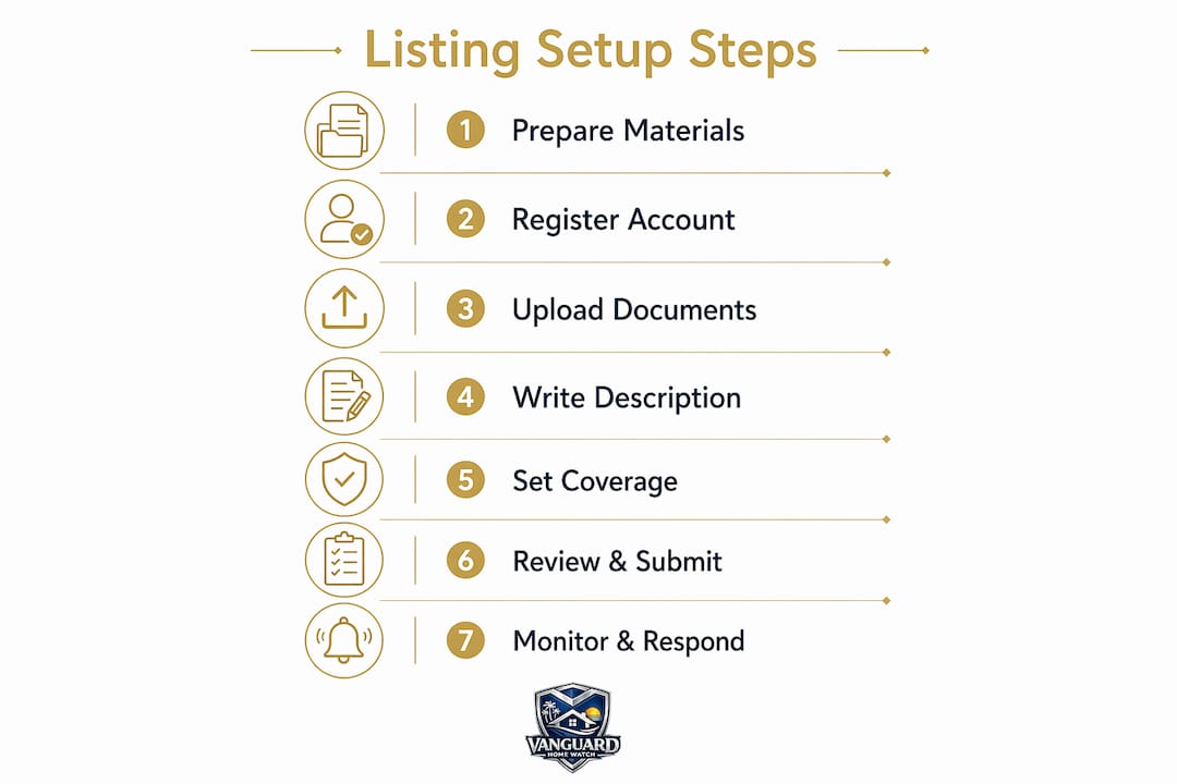 How to Add Home Watch Listing Services in Naples Step-by-step infographic for home watch listing creation