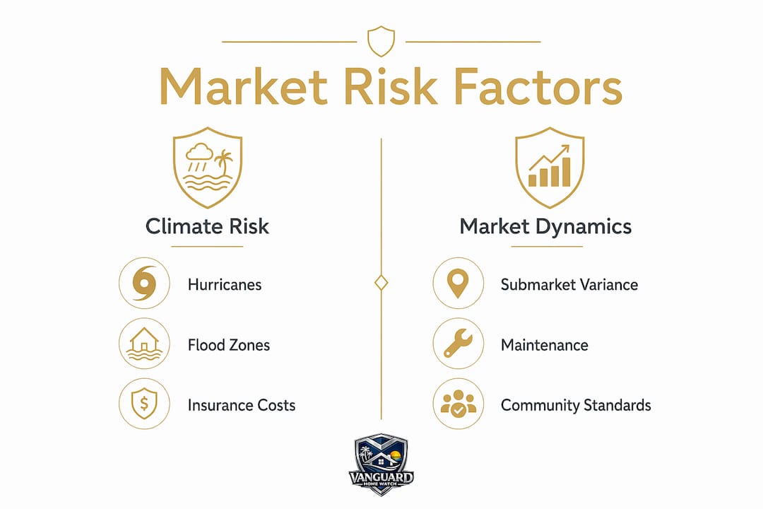 Why Naples Real Estate Values Need Protection Now Infographic comparing climate risk and market dynamics