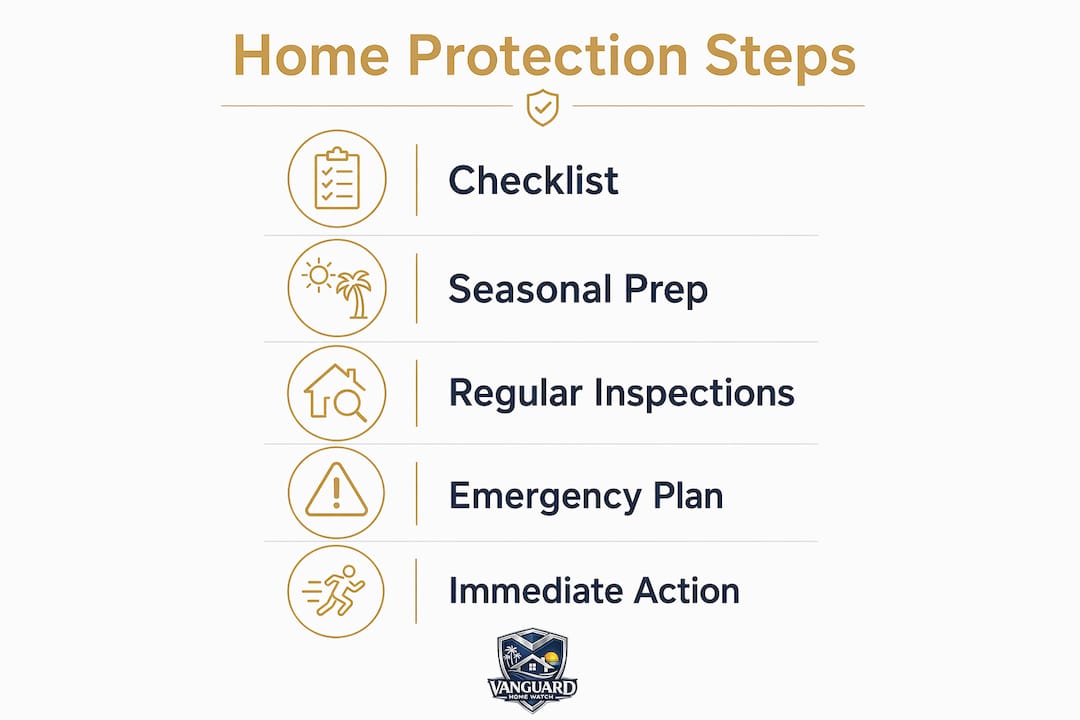 Why Naples Snowbirds Return to Damaged Homes Infographic with five key home protection steps for snowbirds