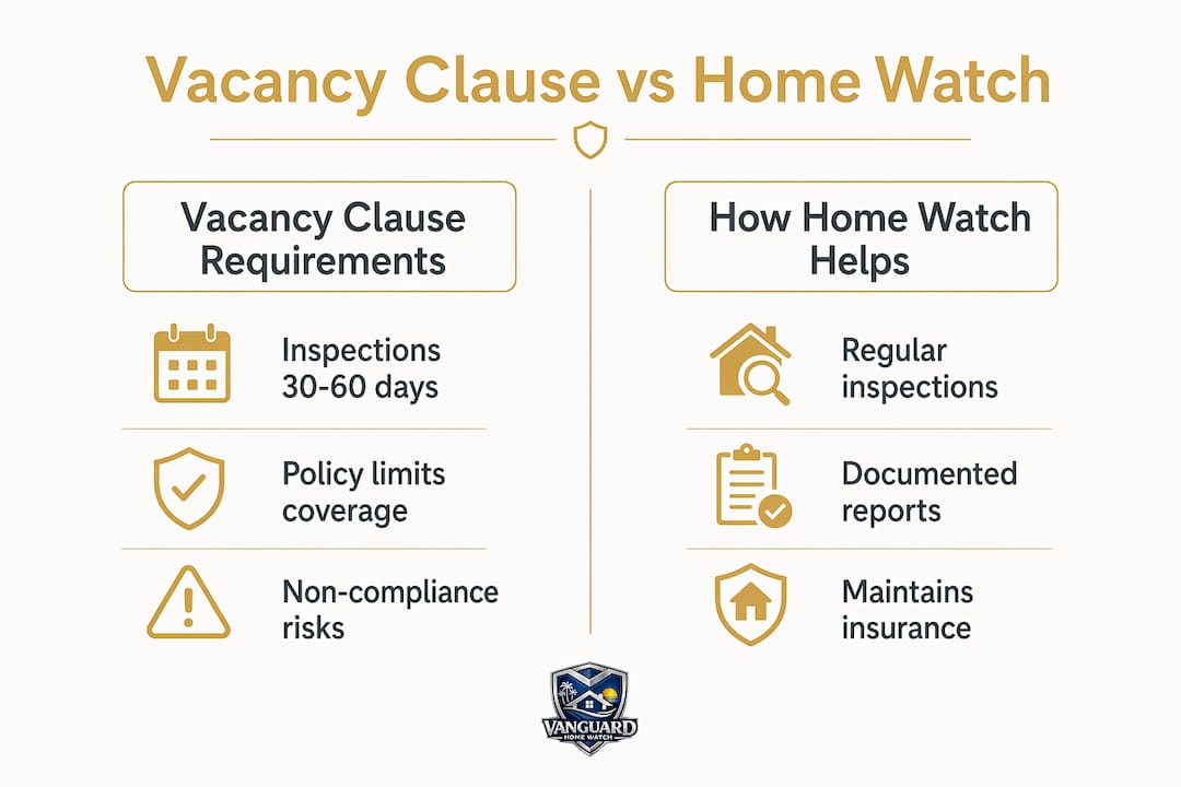 Infographic comparing vacancy clauses with home watch benefits