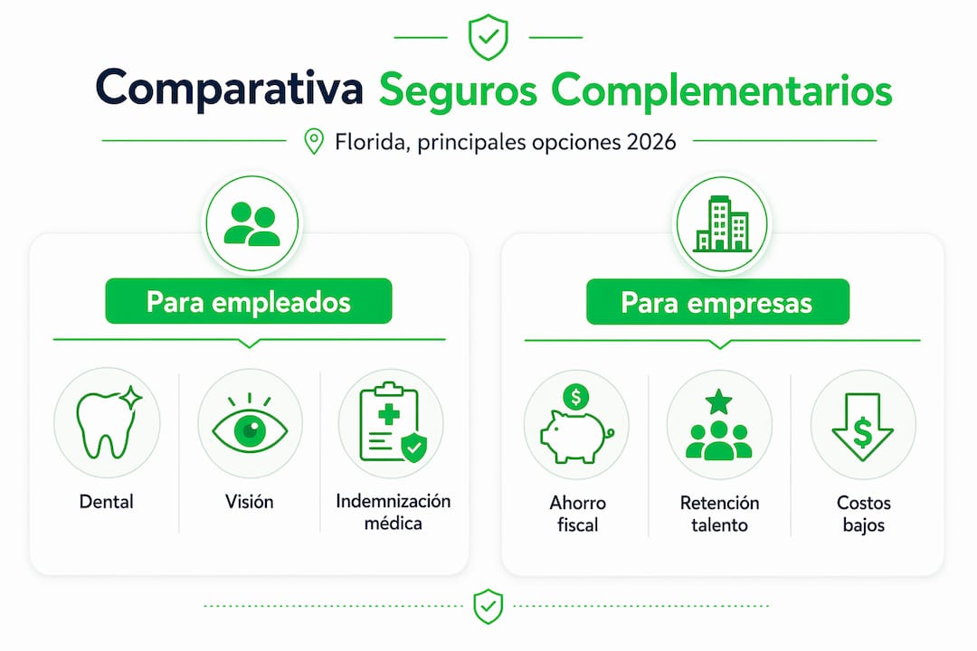 Infografía que muestra las diferencias entre los seguros complementarios para trabajadores y empresas