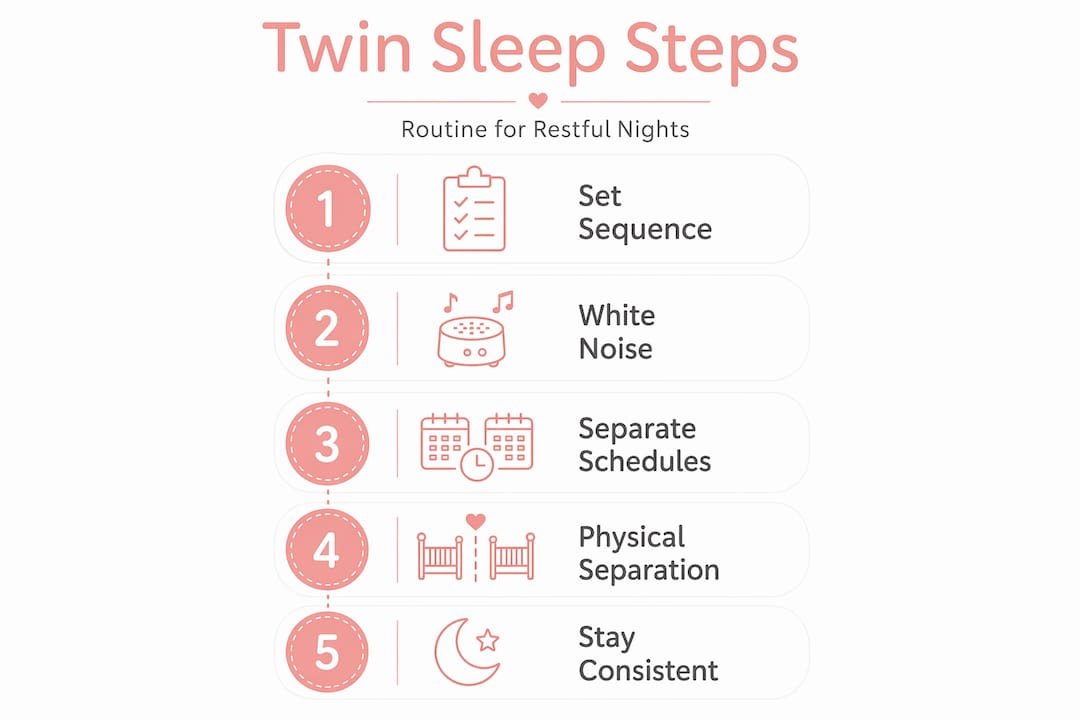 Infographic of twin sleep routine steps