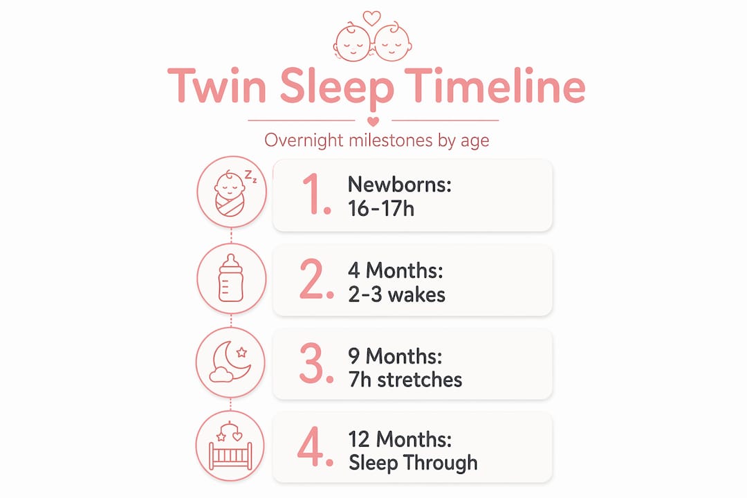 Infographic twin overnight sleep milestone steps