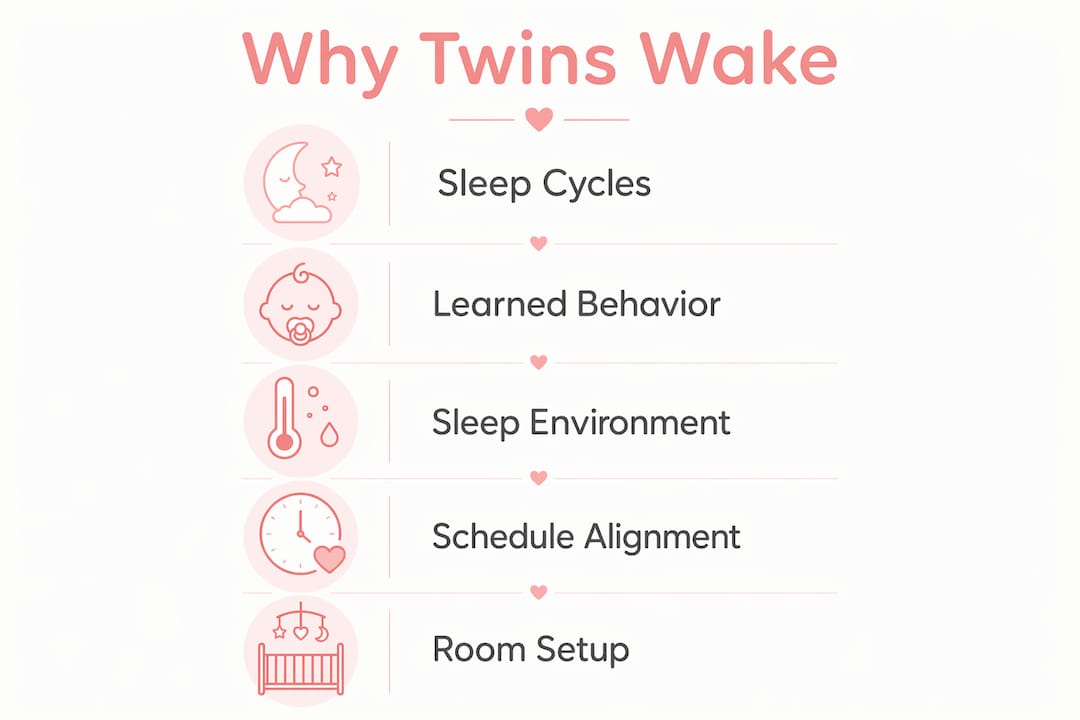 Infographic showing why twins wake each other