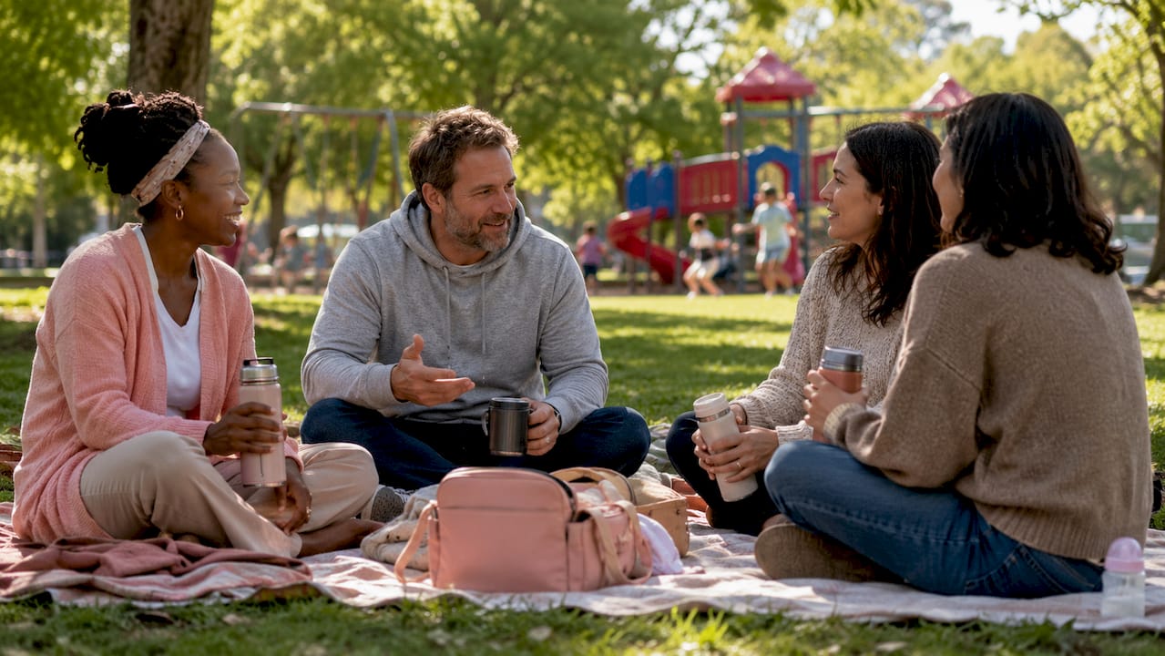 Parents in twin support group discussion