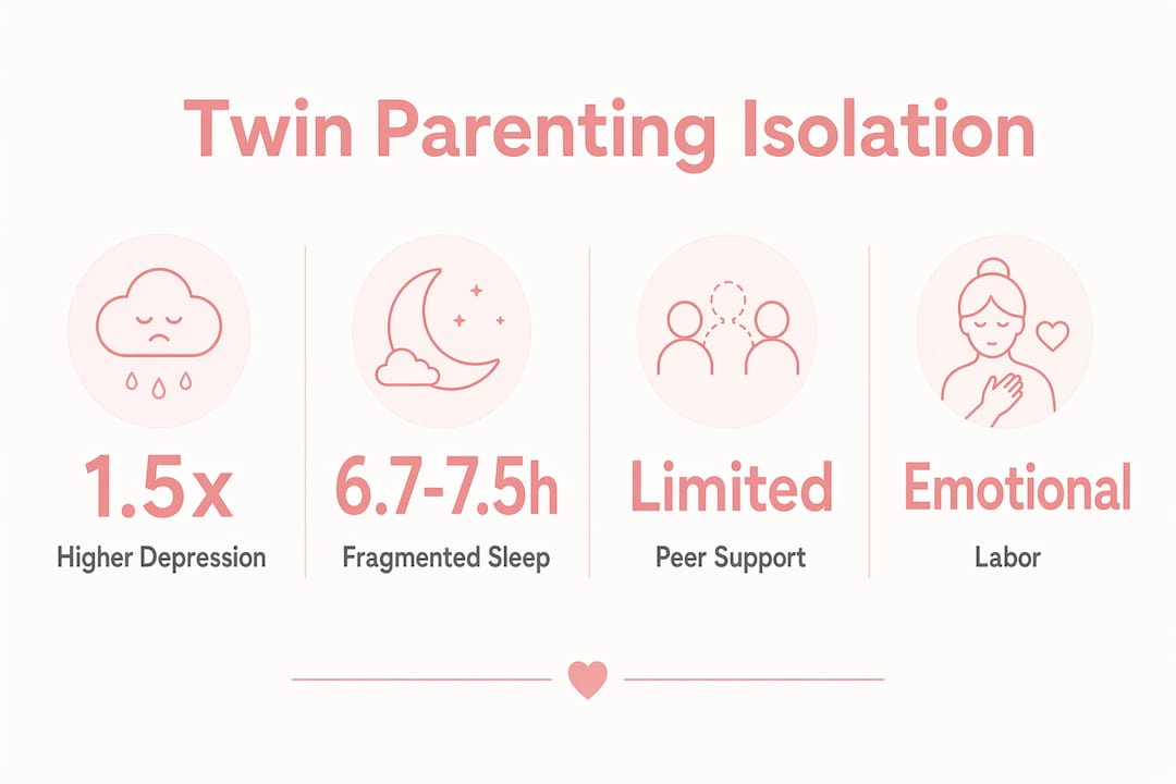 Infographic showing key stats about twin parenting isolation
