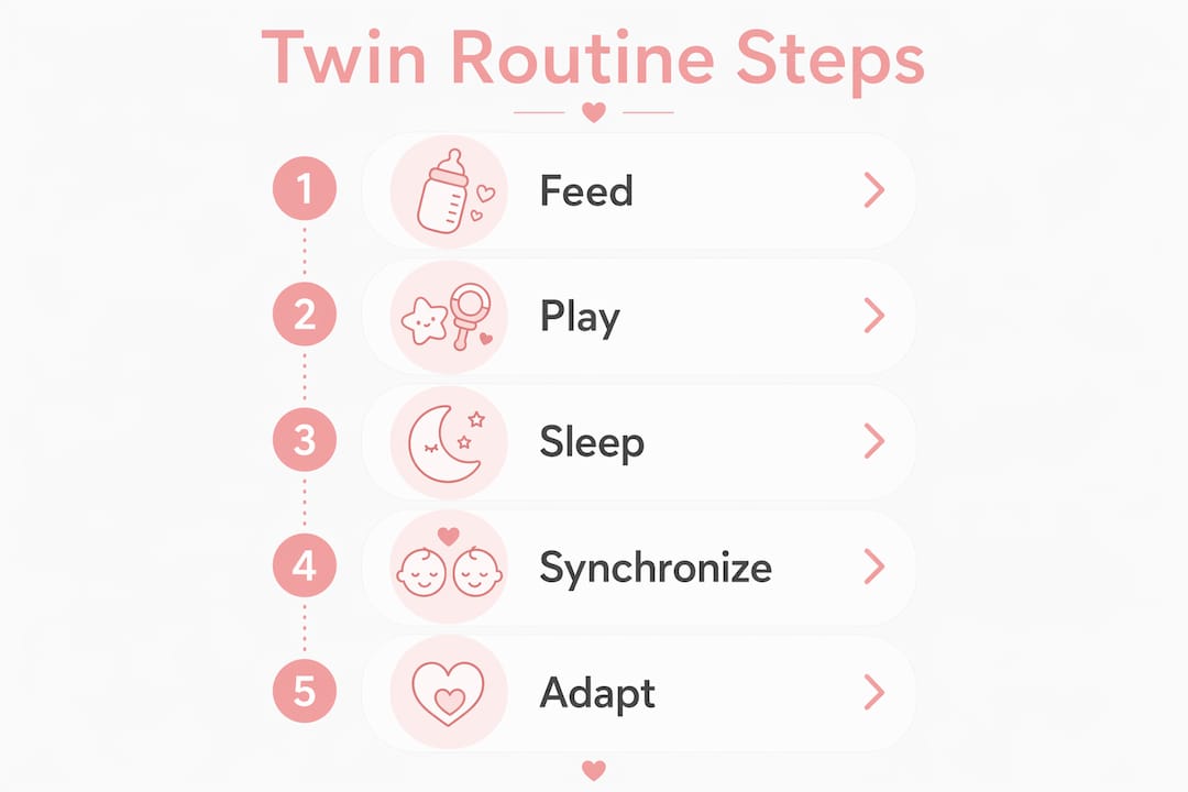 Infographic illustrating the key steps of a twin routine