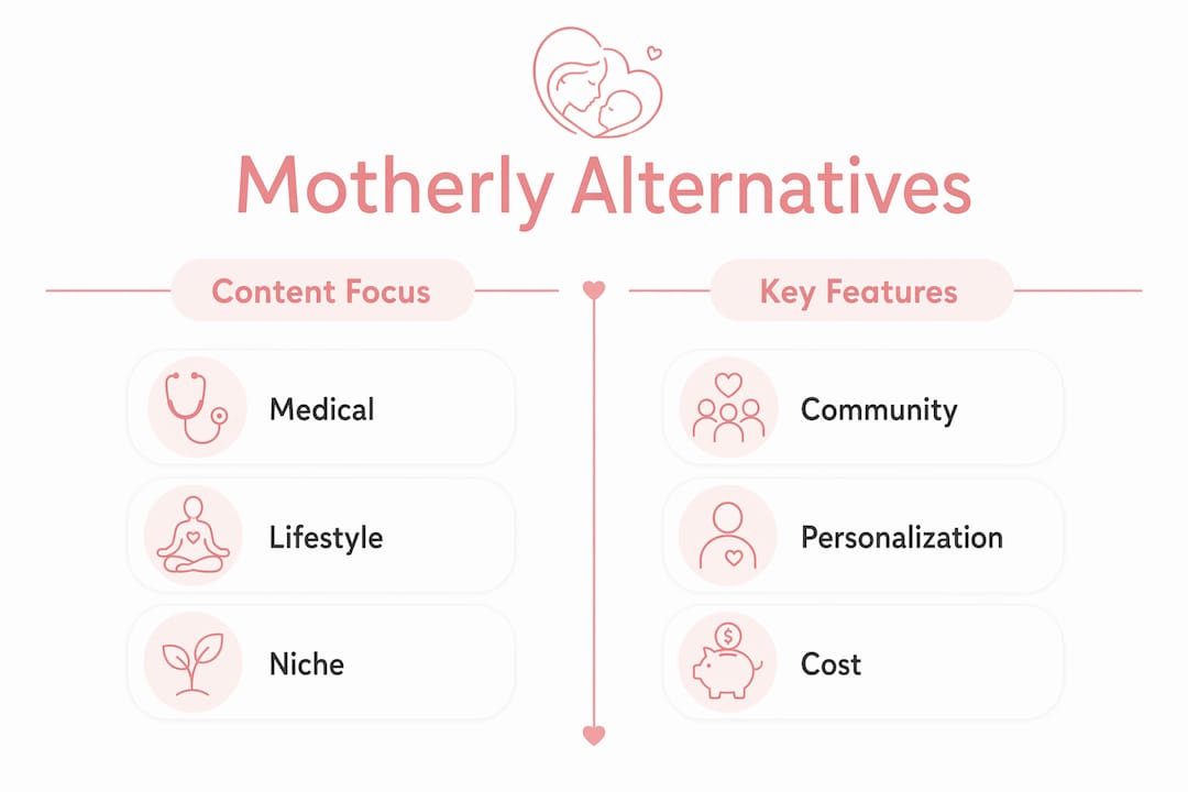 Infographic comparing features of different motherhood websites