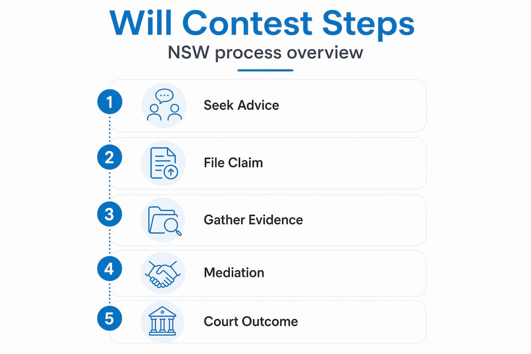 Infographic showing NSW will contest process steps