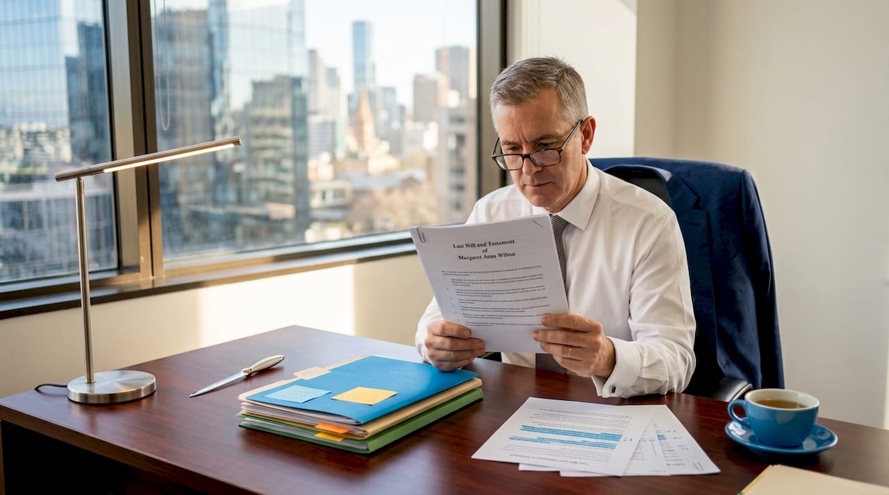 Solicitor reading will in small city office