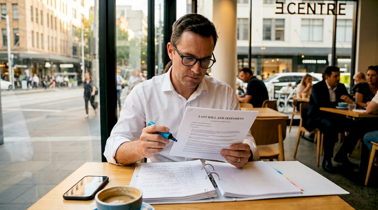 Lawyer reviewing copy of lost will