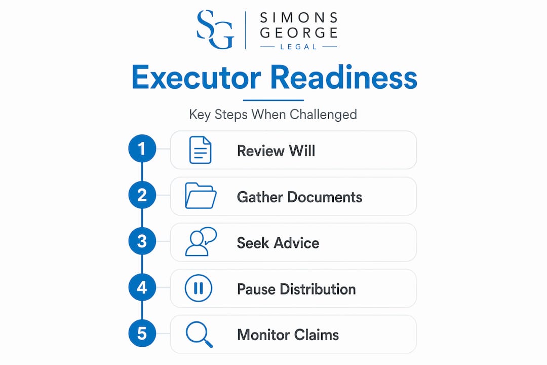 Infographic outlining executor challenge response steps