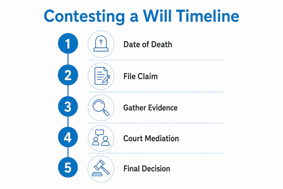 Infographic showing timeline to contest a will in NSW