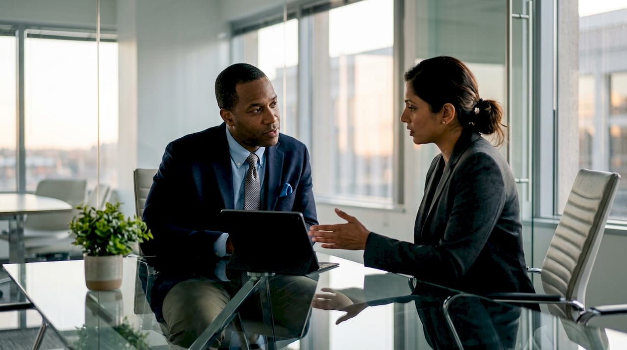 Legal advisors discussing contested will