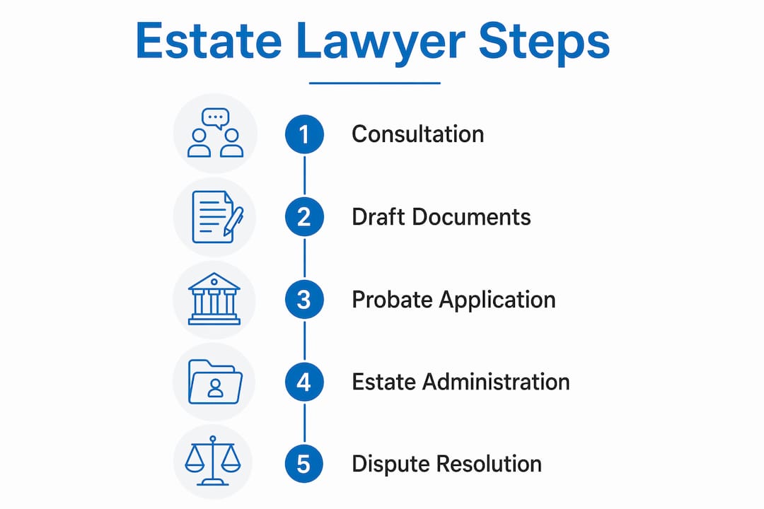 Infographic showing stages of estate lawyer process