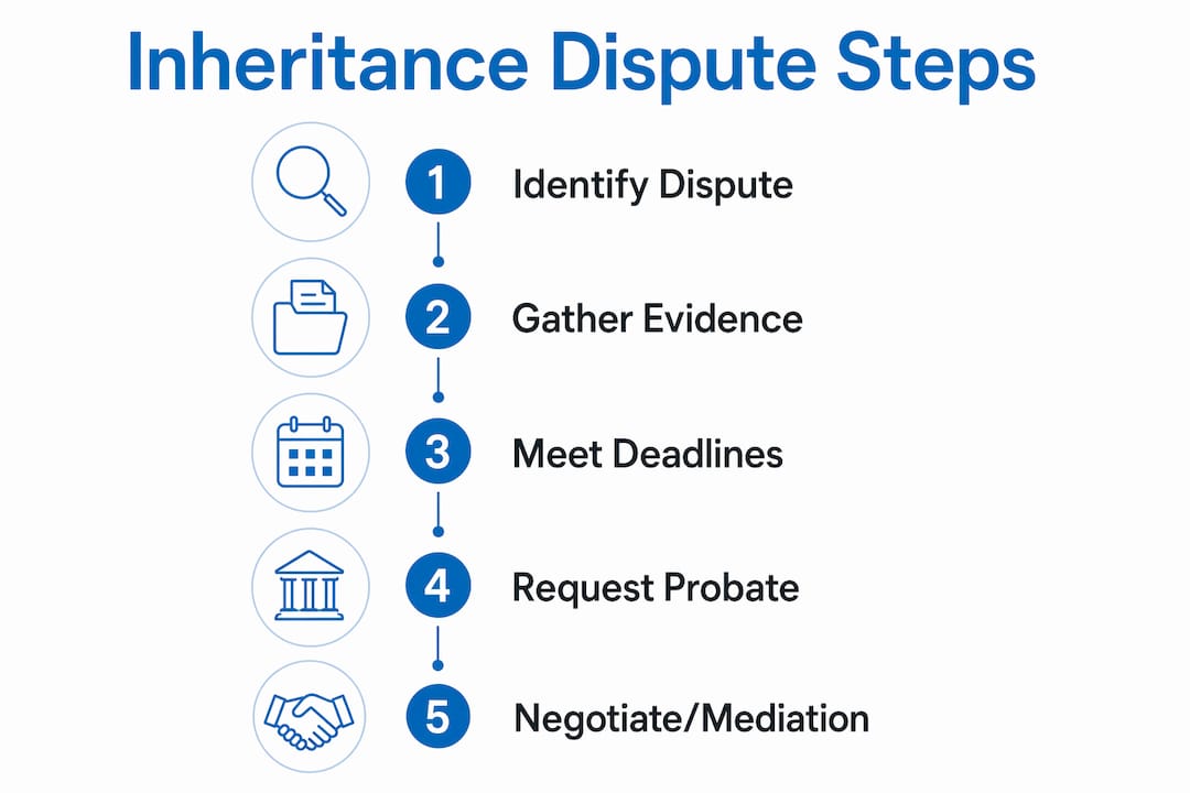 Infographic detailing inheritance dispute procedural steps