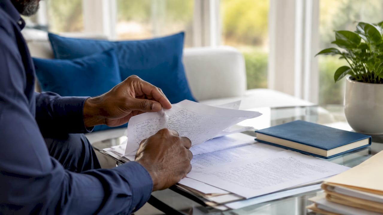 Hands sorting inheritance dispute paperwork