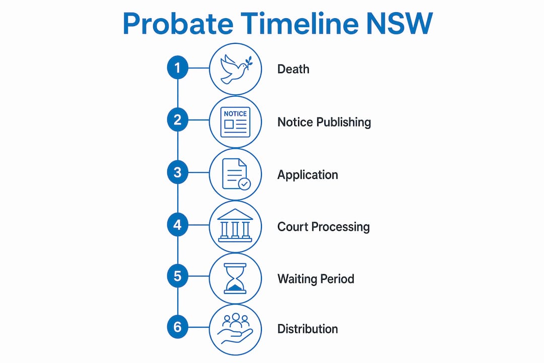 Visual timeline of NSW probate process steps