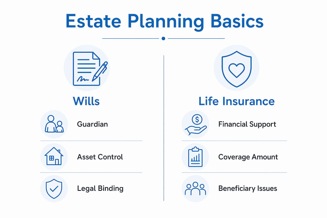 Infographic comparing wills and life insurance features