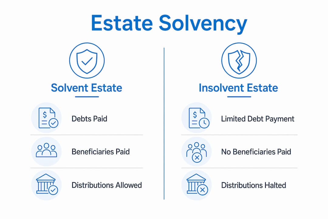 Comparison infographic of solvent and insolvent estates