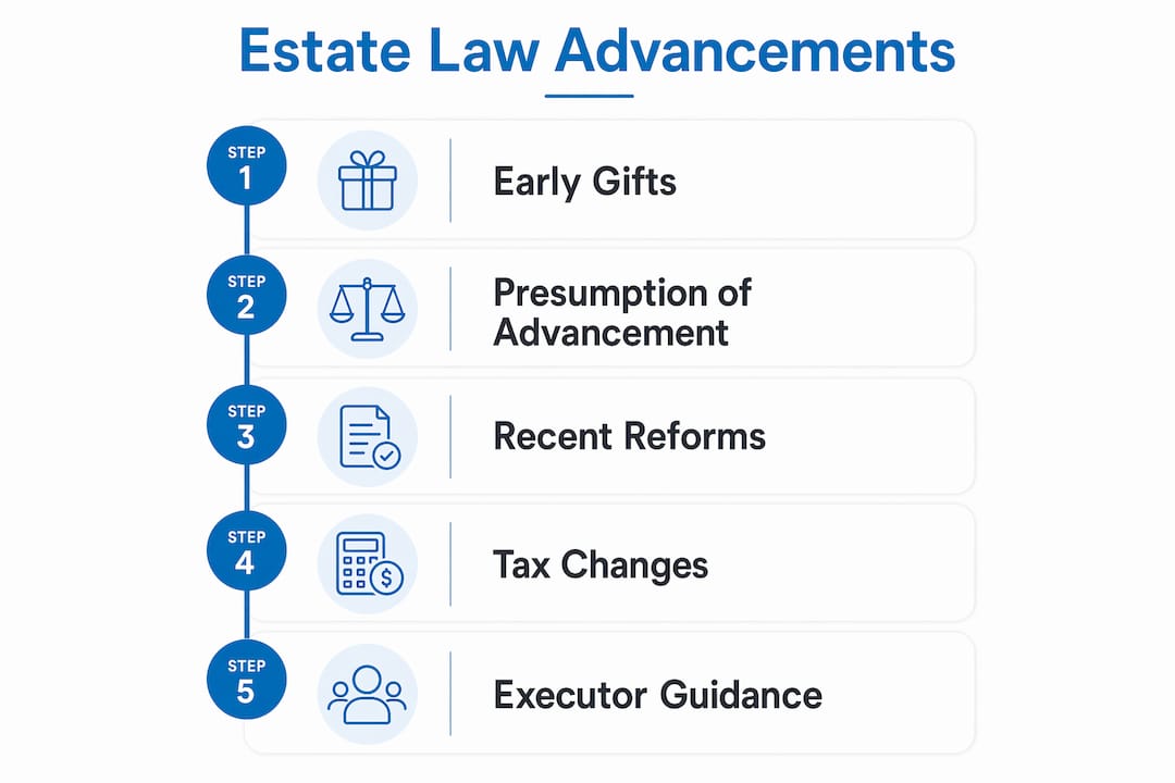 Infographic showing estate law advancement steps