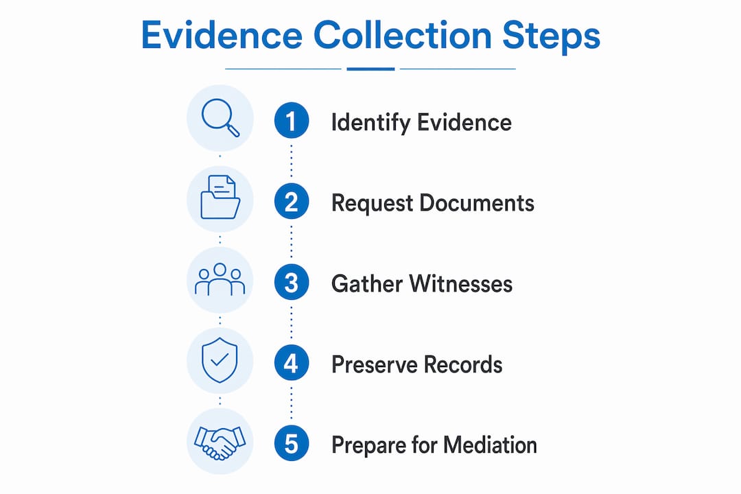 Infographic illustrating evidence collection steps
