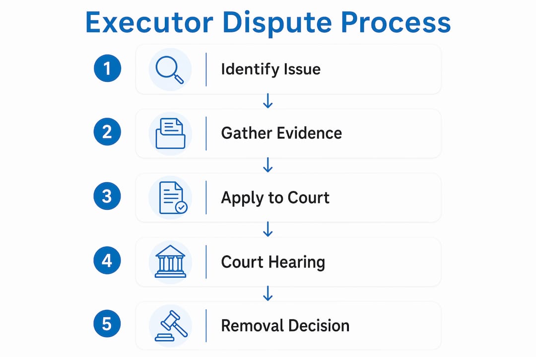 Infographic outlining executor dispute process steps