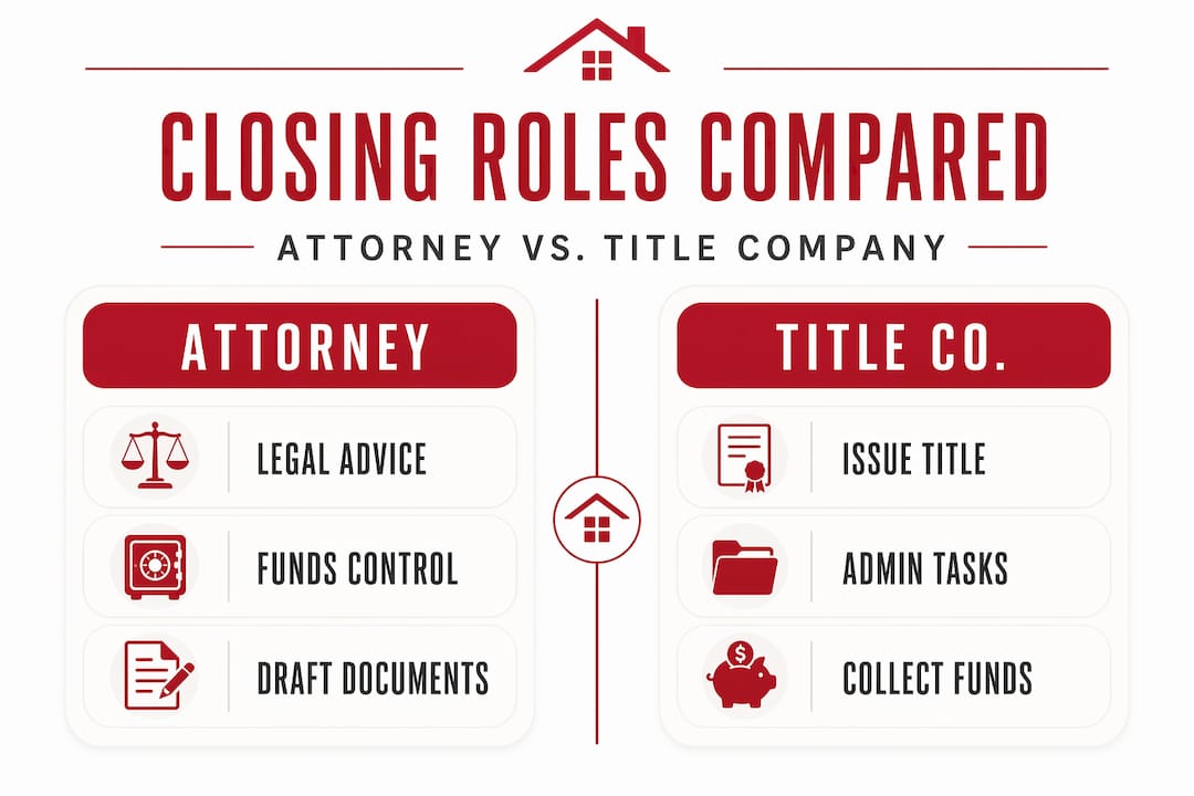 Infographic contrasting attorney and title company roles