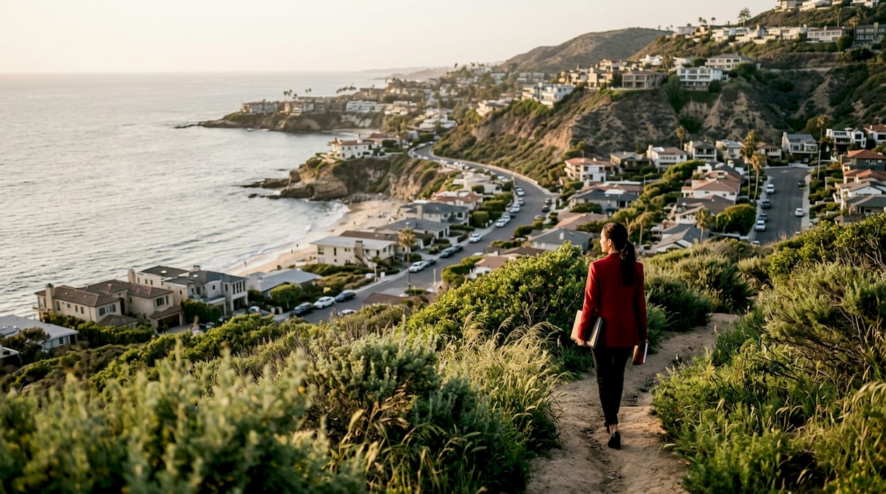 Wide view of La Jolla coastal strip geography