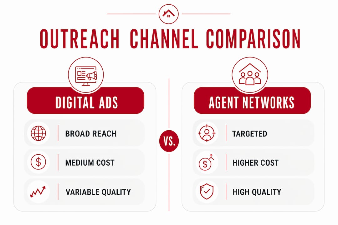 Infographic comparing luxury buyer outreach channels