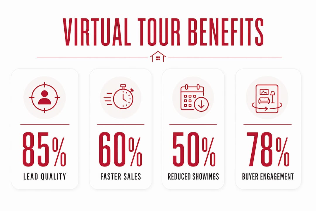 Infographic showing benefits of virtual tours for luxury sellers