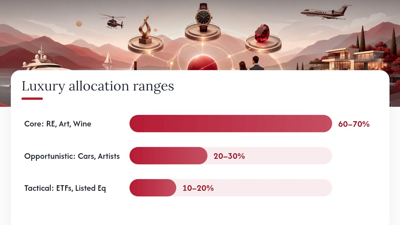 Diagram of luxury portfolio allocation tiers and asset types