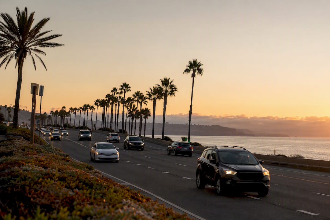 Morning traffic on San Diego coastal highway