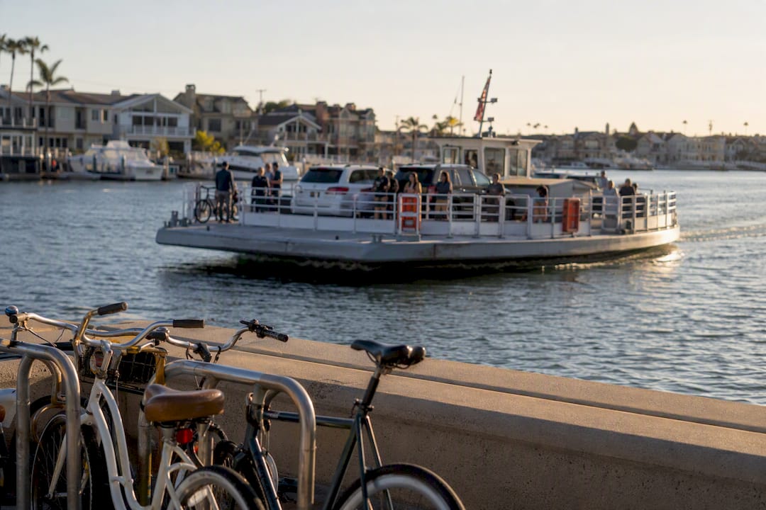 Balboa Island Ferry crossing the harbor