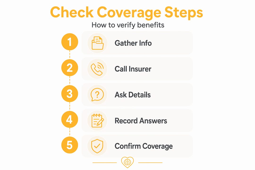 Infographic with steps to verify psychiatric insurance