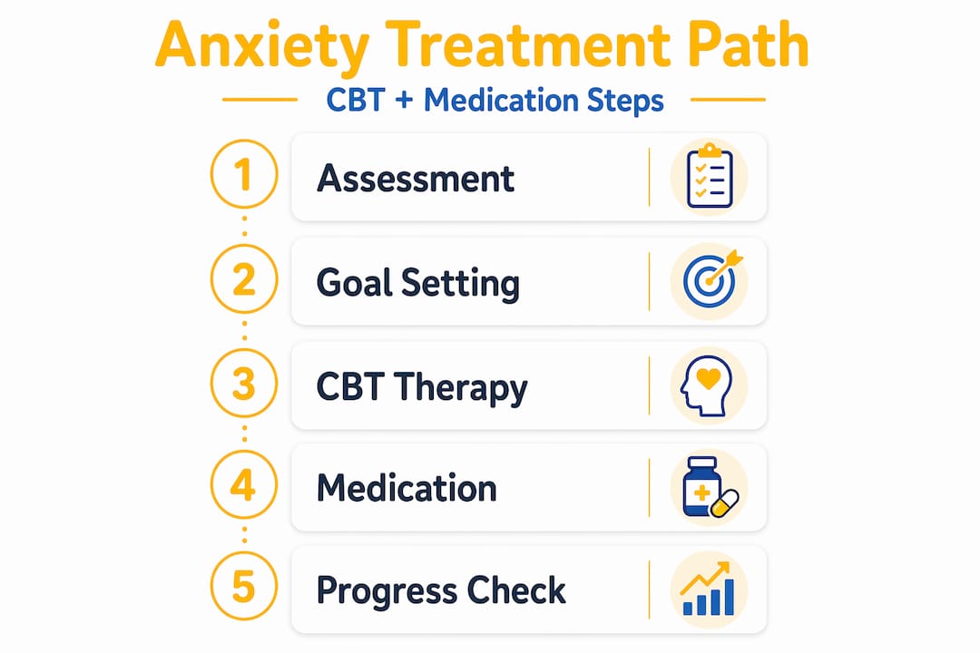 Infographic showing anxiety treatment process