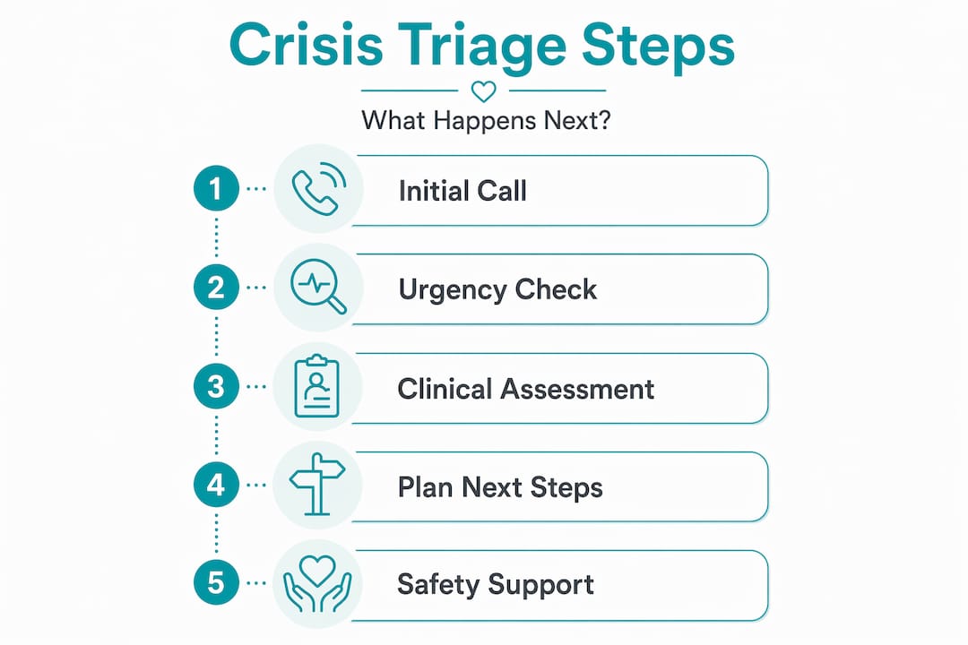 Infographic outlining mental health triage workflow steps
