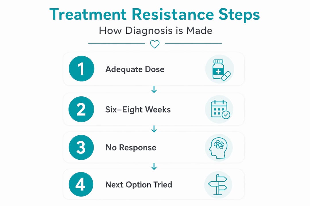 Infographic on steps to treatment resistance diagnosis