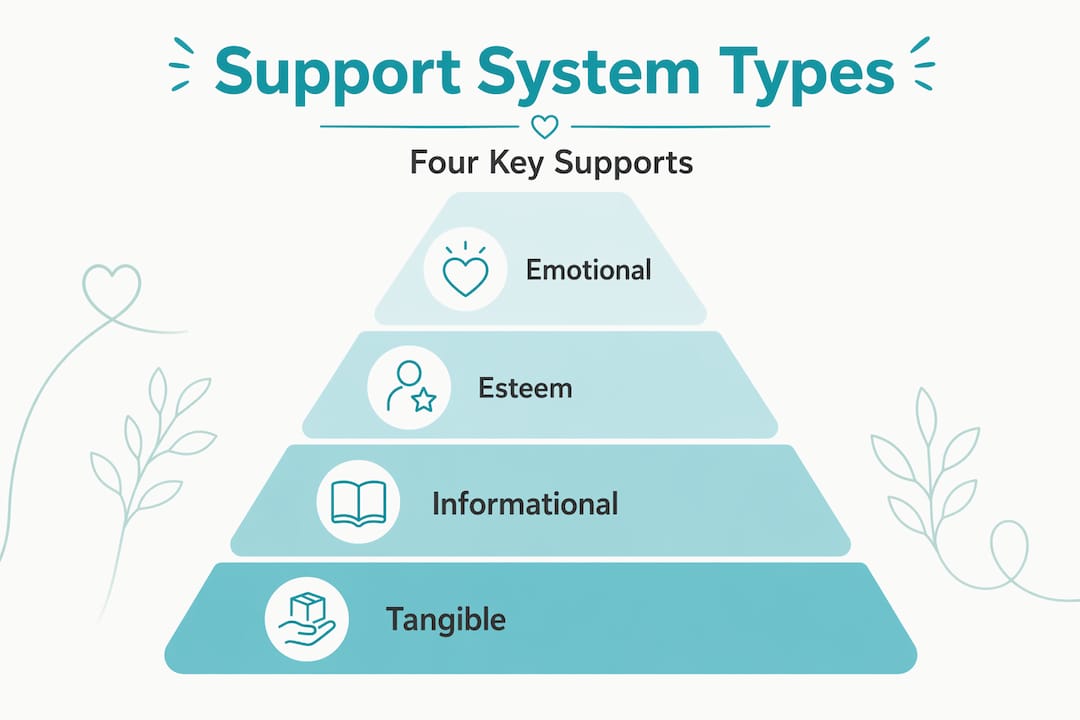 Hierarchy pyramid showing four mental health support types