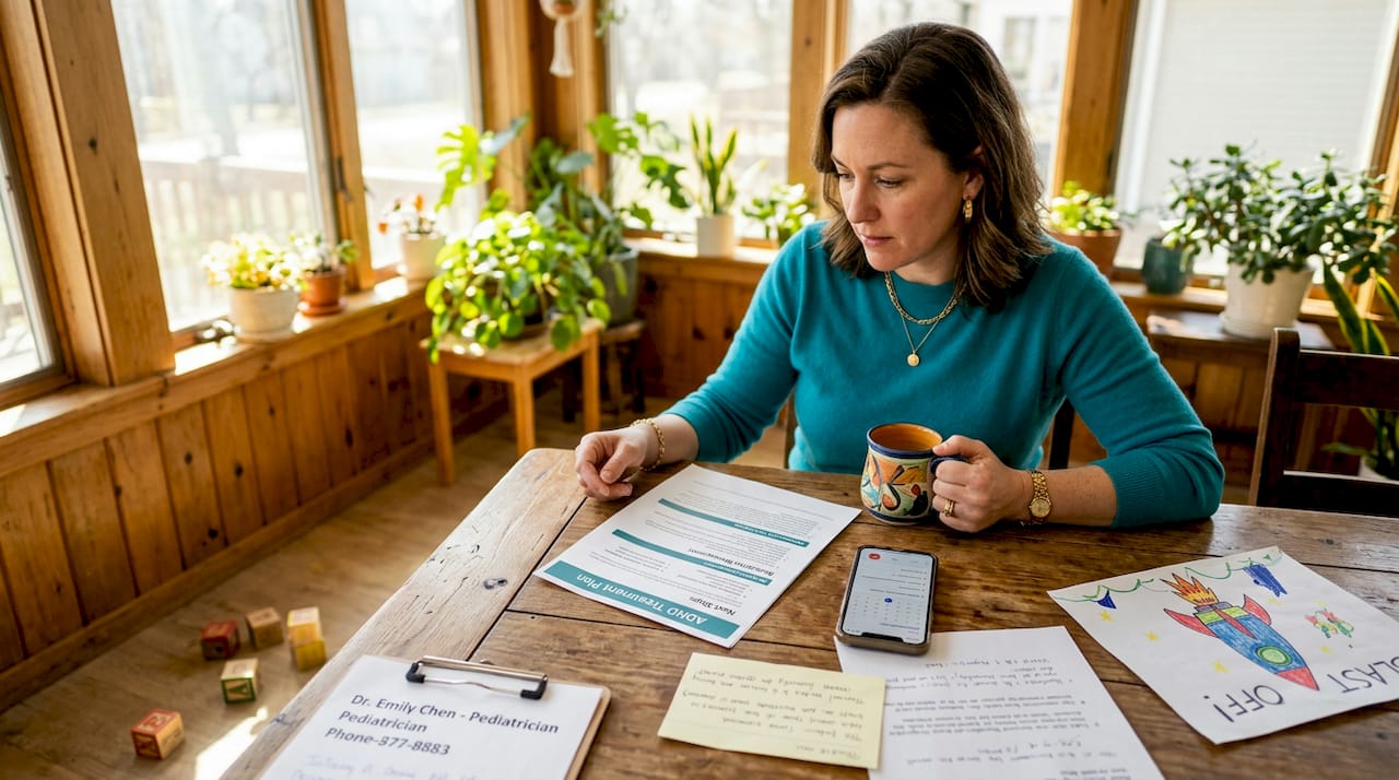 Parent reviewing ADHD treatment plan