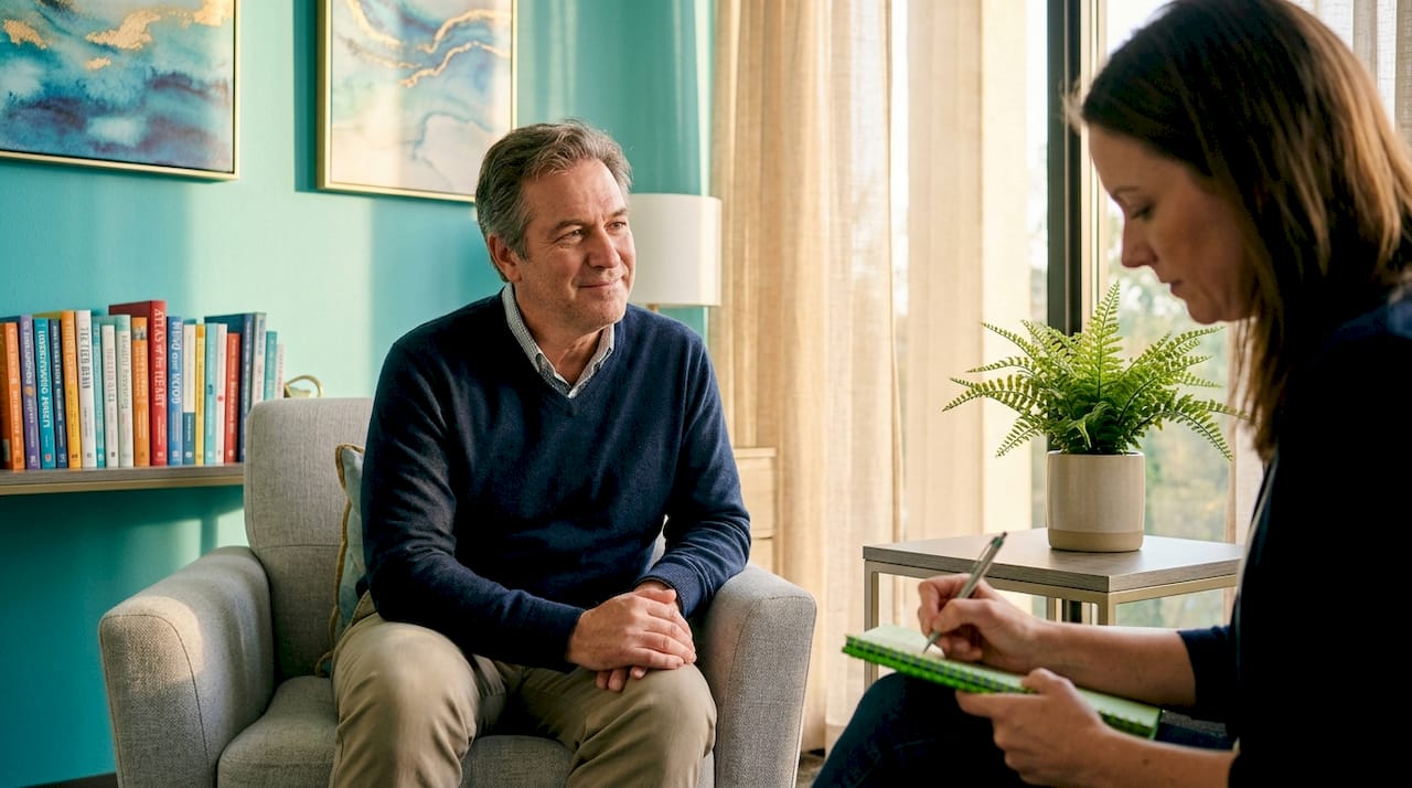 Psychiatrist and patient in therapy session