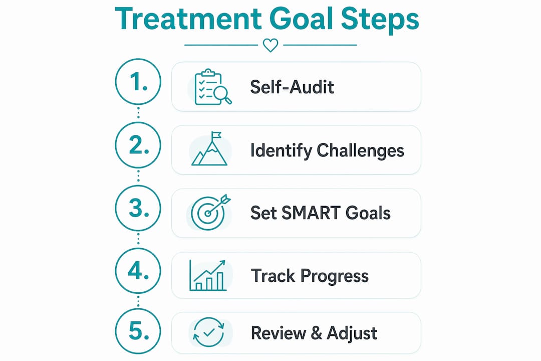Infographic illustrating treatment goal setting steps