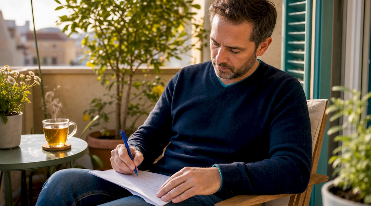 Patient filling out mental health screening form