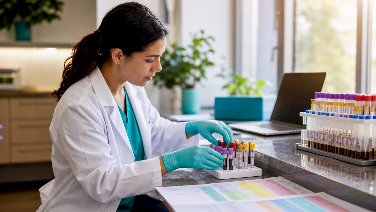 Lab technician preparing blood samples for testing