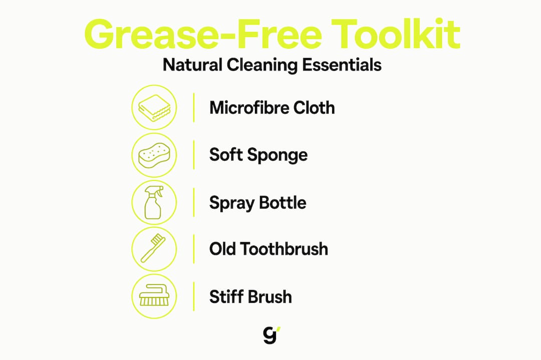 Infographic of essential natural cleaning tools